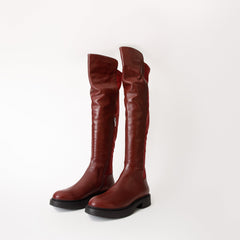 The  Harmony Belle Burgundy Leather Knee High Boot