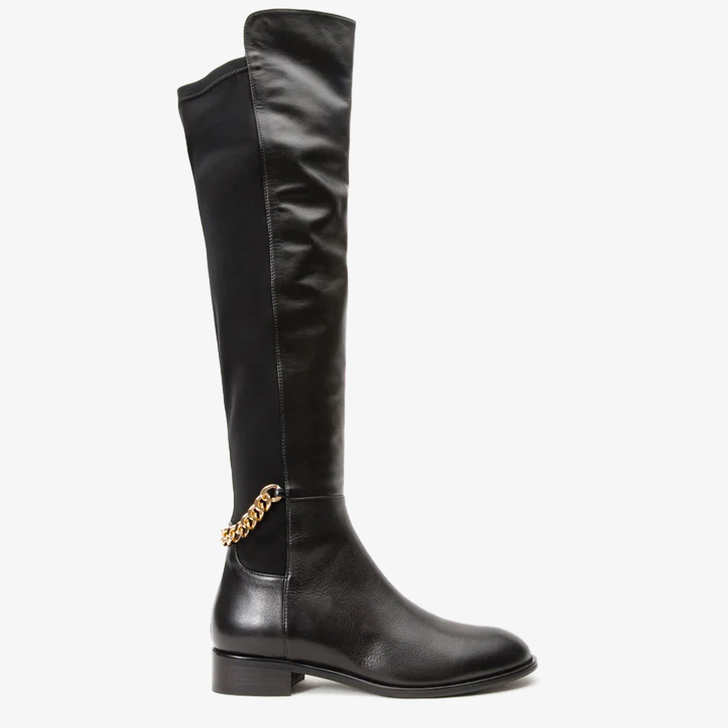 The Tallin Black Leather Knee High Boot