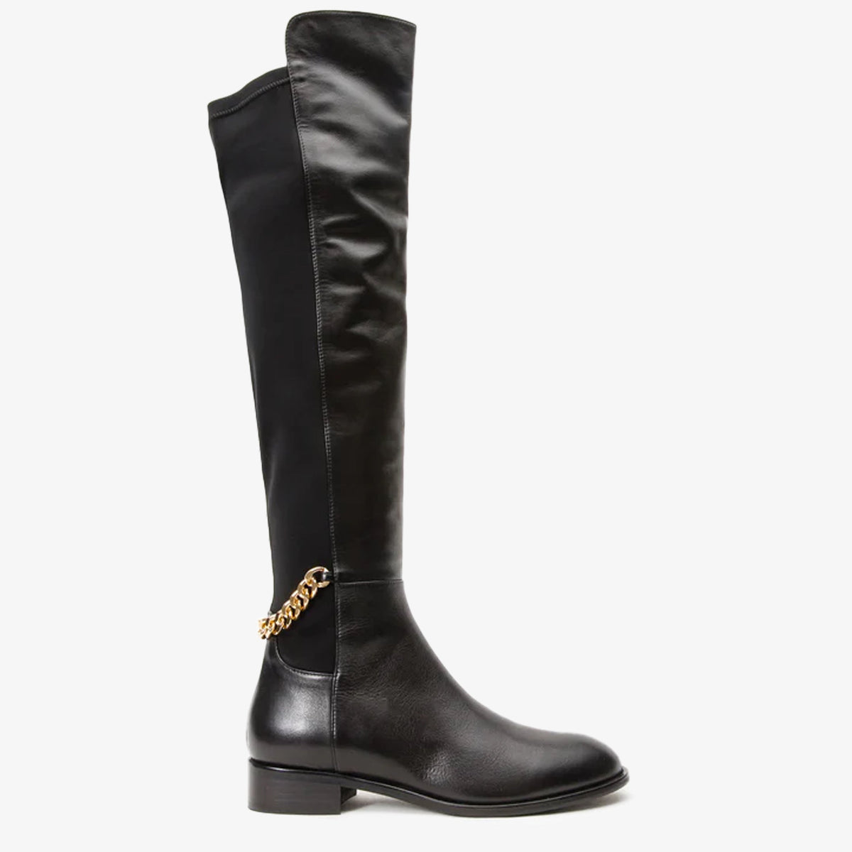 The Tallin Black Leather Knee High Boot