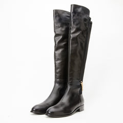 The Tallin Black Leather Knee High Boot