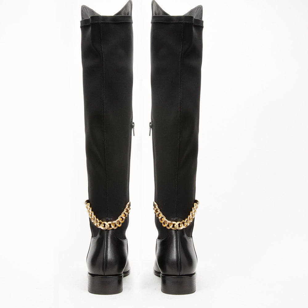 The Tallin Black Leather Knee High Boot