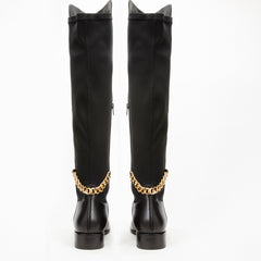 The Tallin Black Leather Knee High Boot