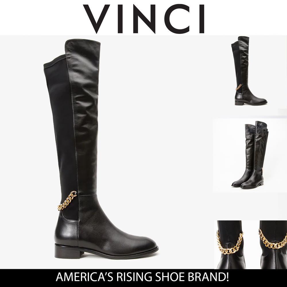 The Tallin Black Leather Knee High Boot