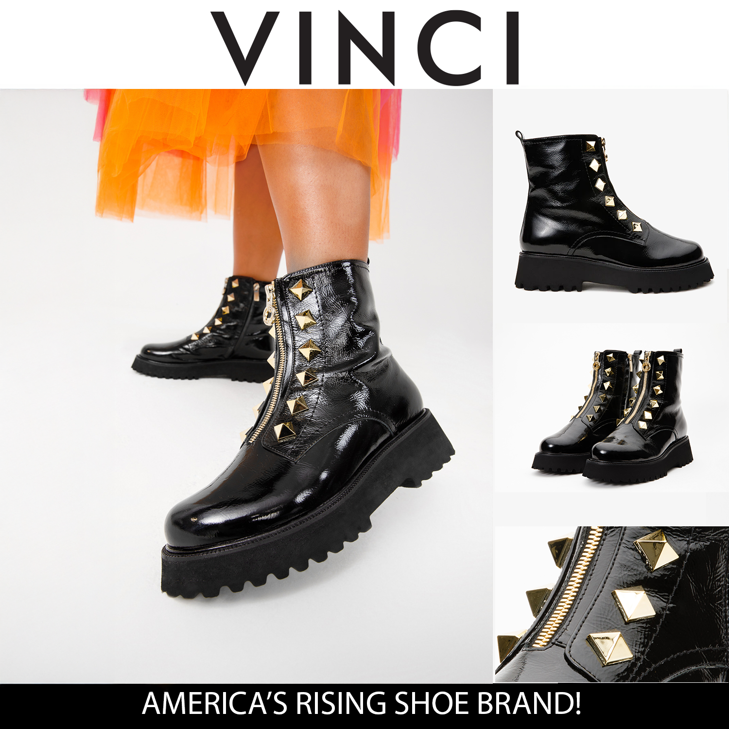 The Ottawa Black Patent Leather Ankle Boot
