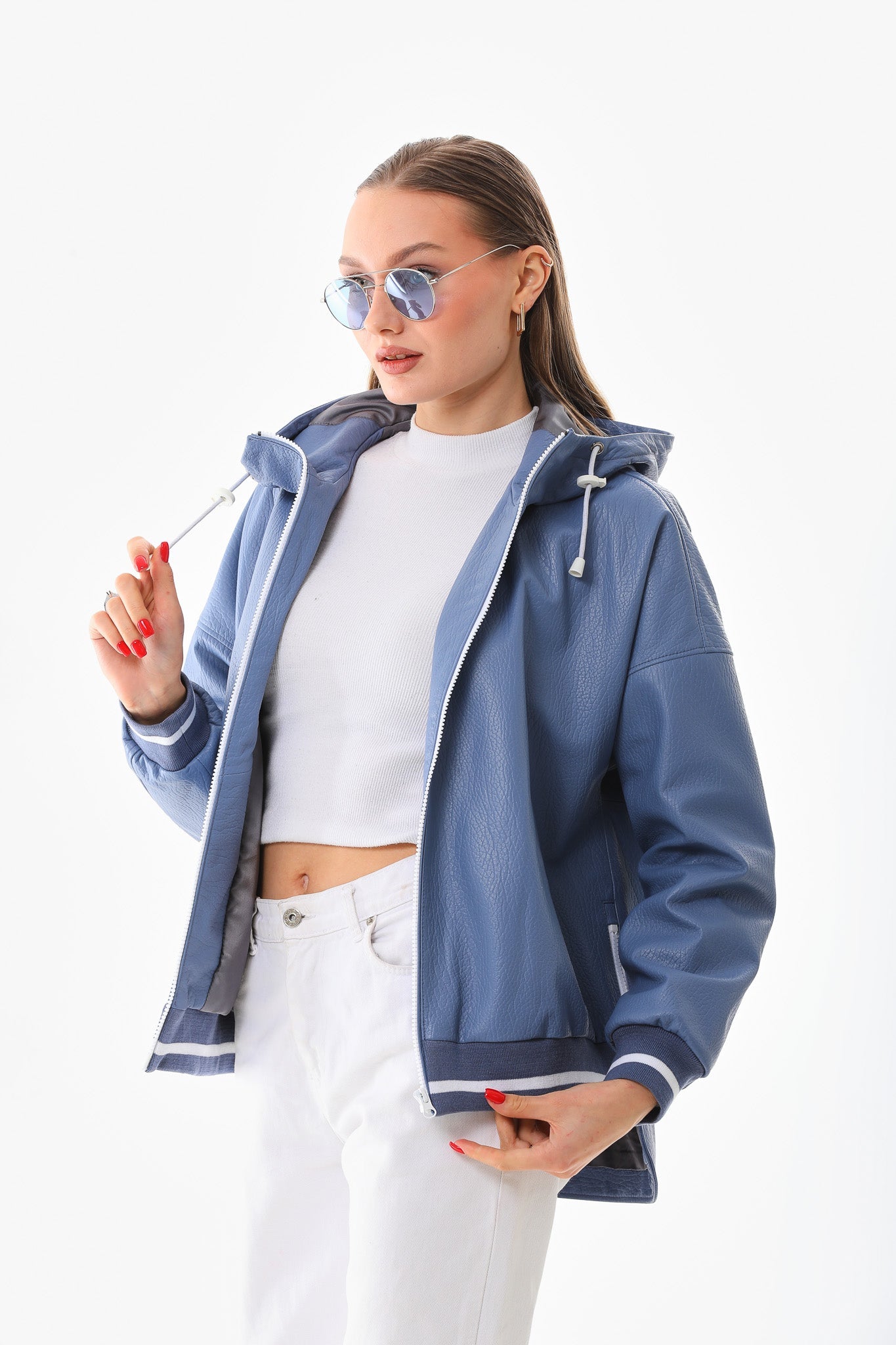 The Polar Blue Leather Jacket