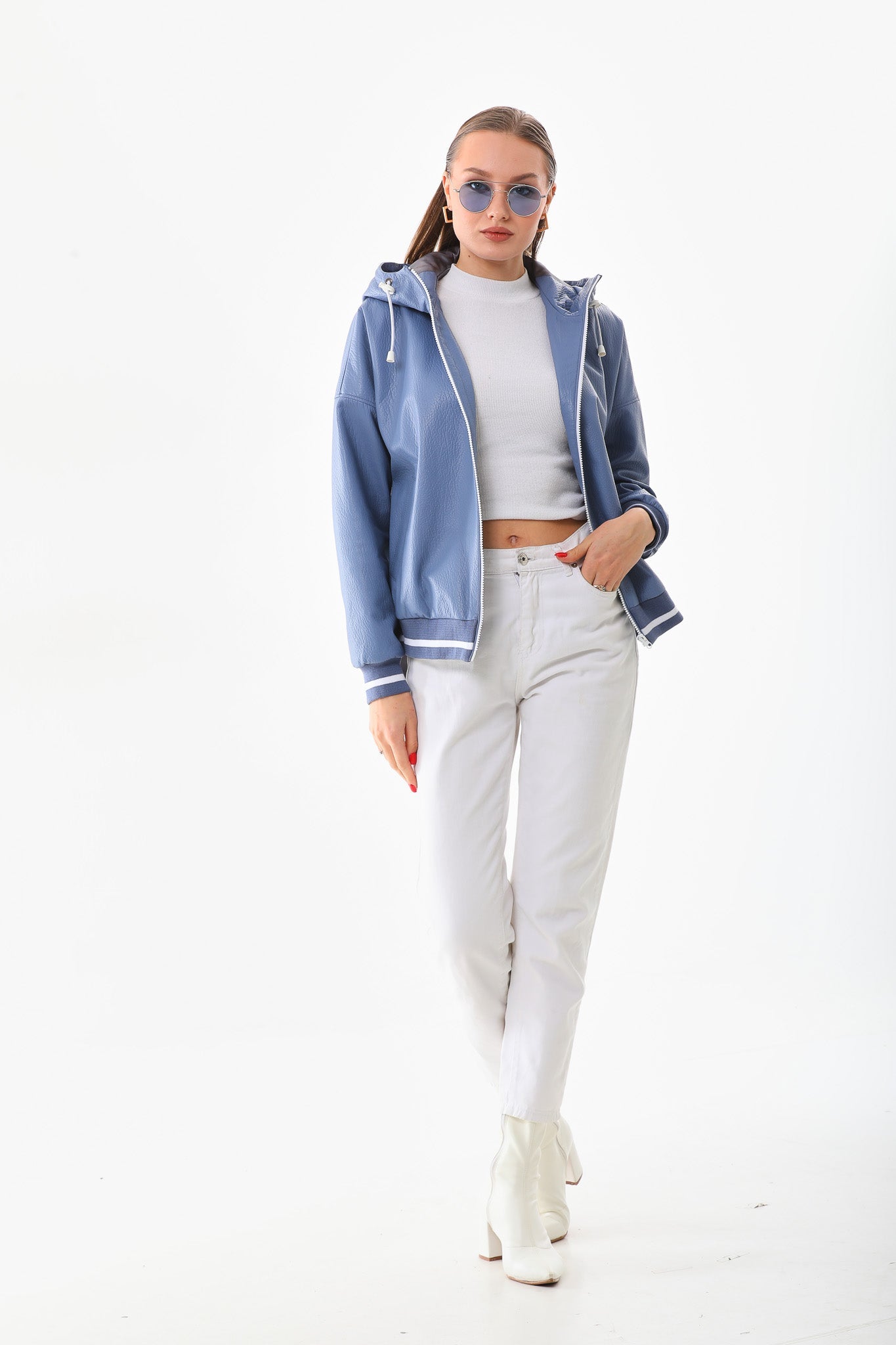 The Polar Blue Leather Jacket