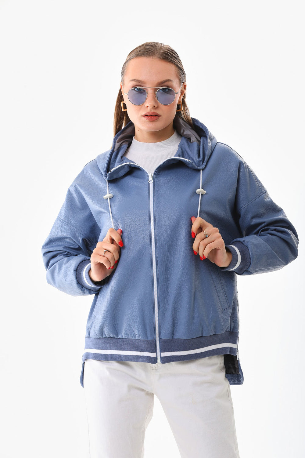 The Polar Blue Leather Jacket