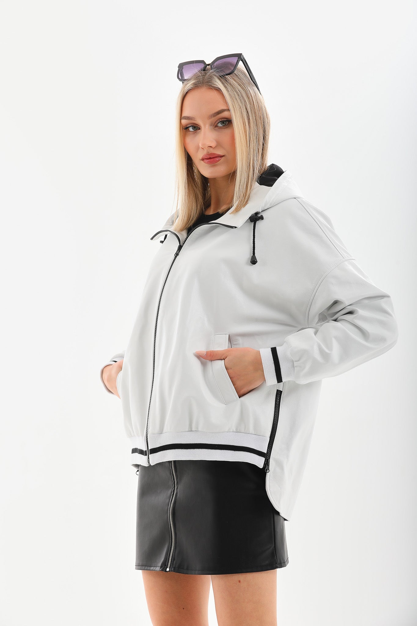The Polar White Leather Leather Jacket