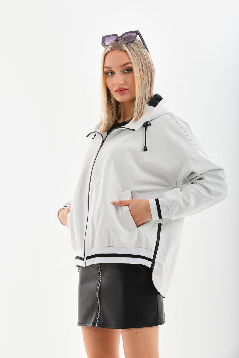 The Polar White Leather Leather Jacket