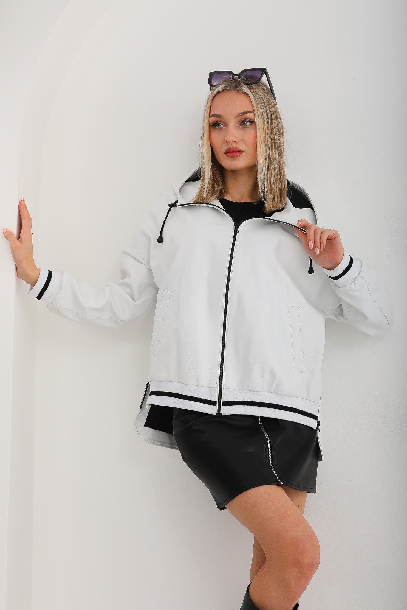 The Polar White Leather Leather Jacket