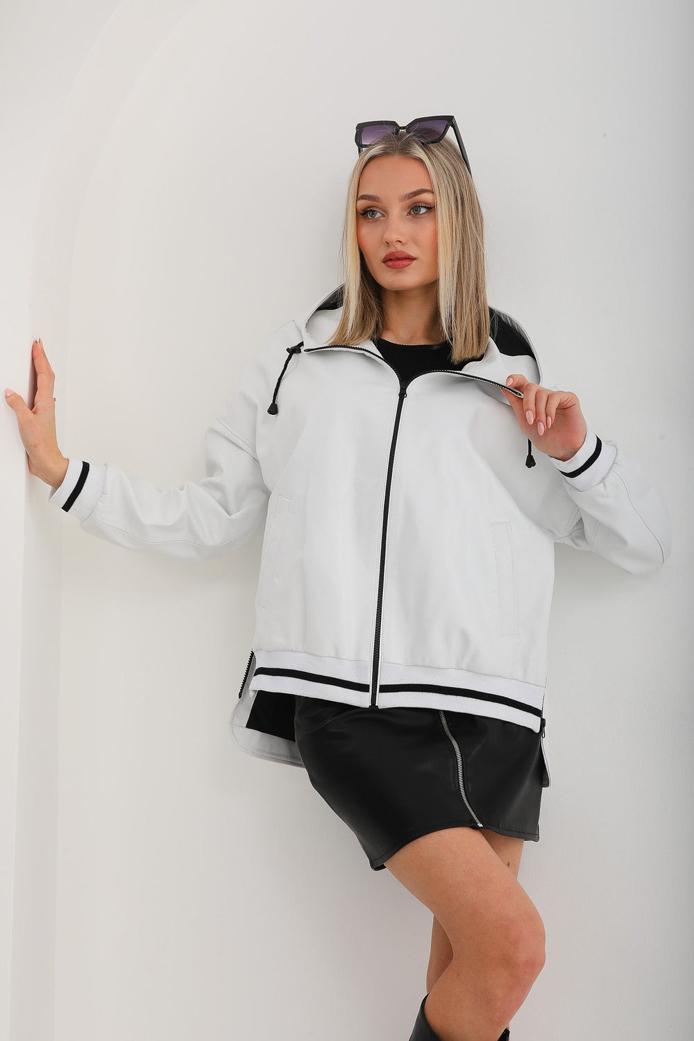 The Polar White Leather Leather Jacket