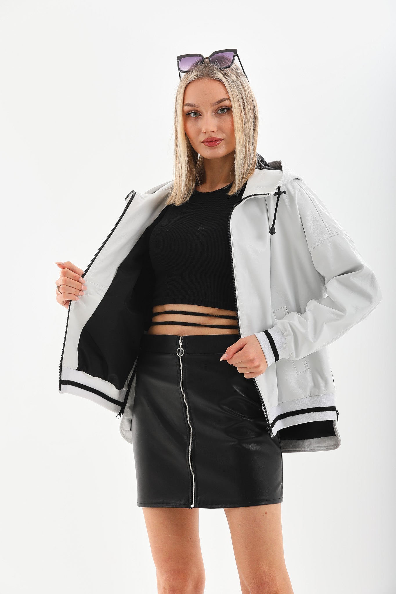 The Polar White Leather Leather Jacket