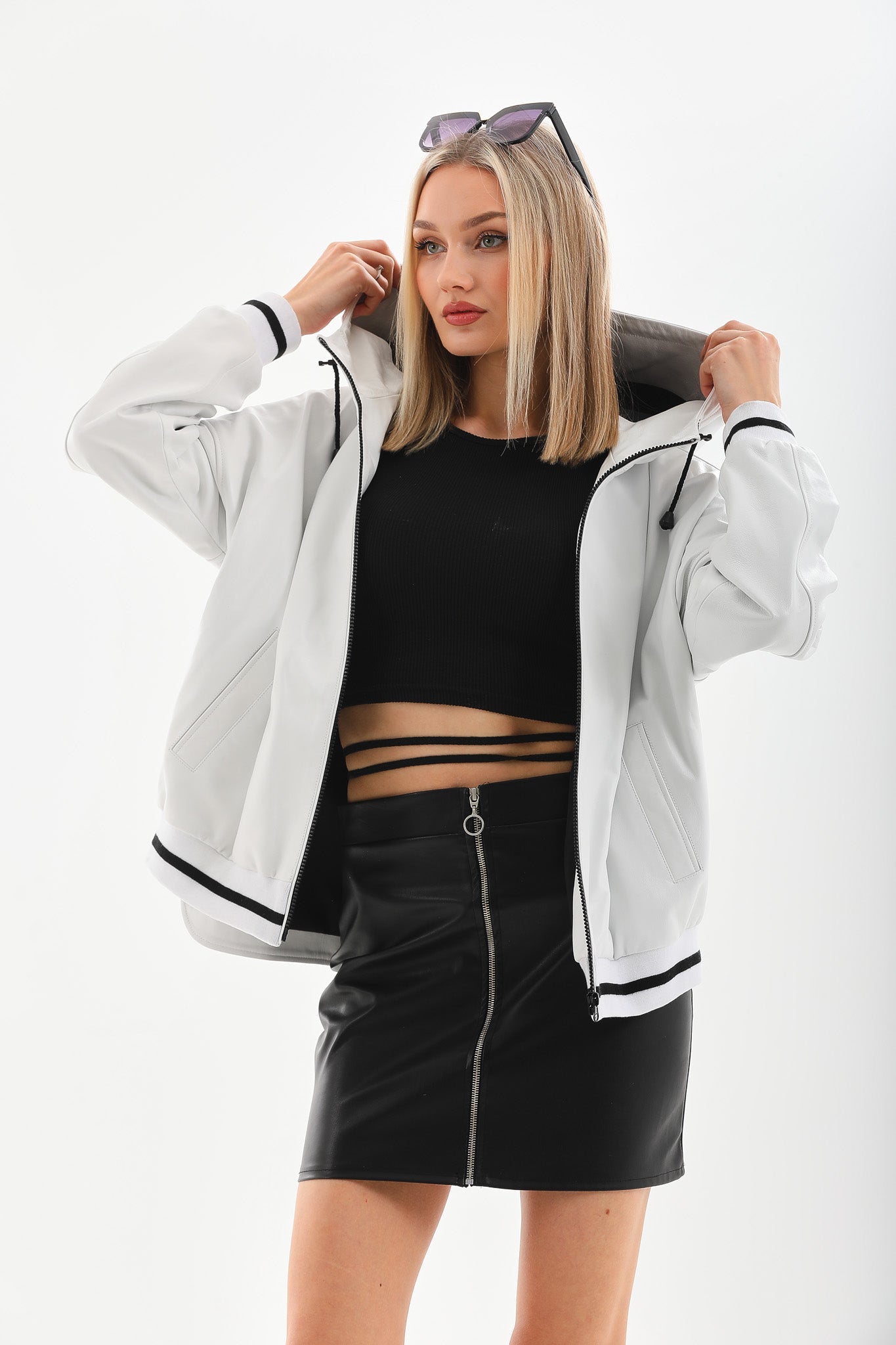 The Polar White Leather Leather Jacket