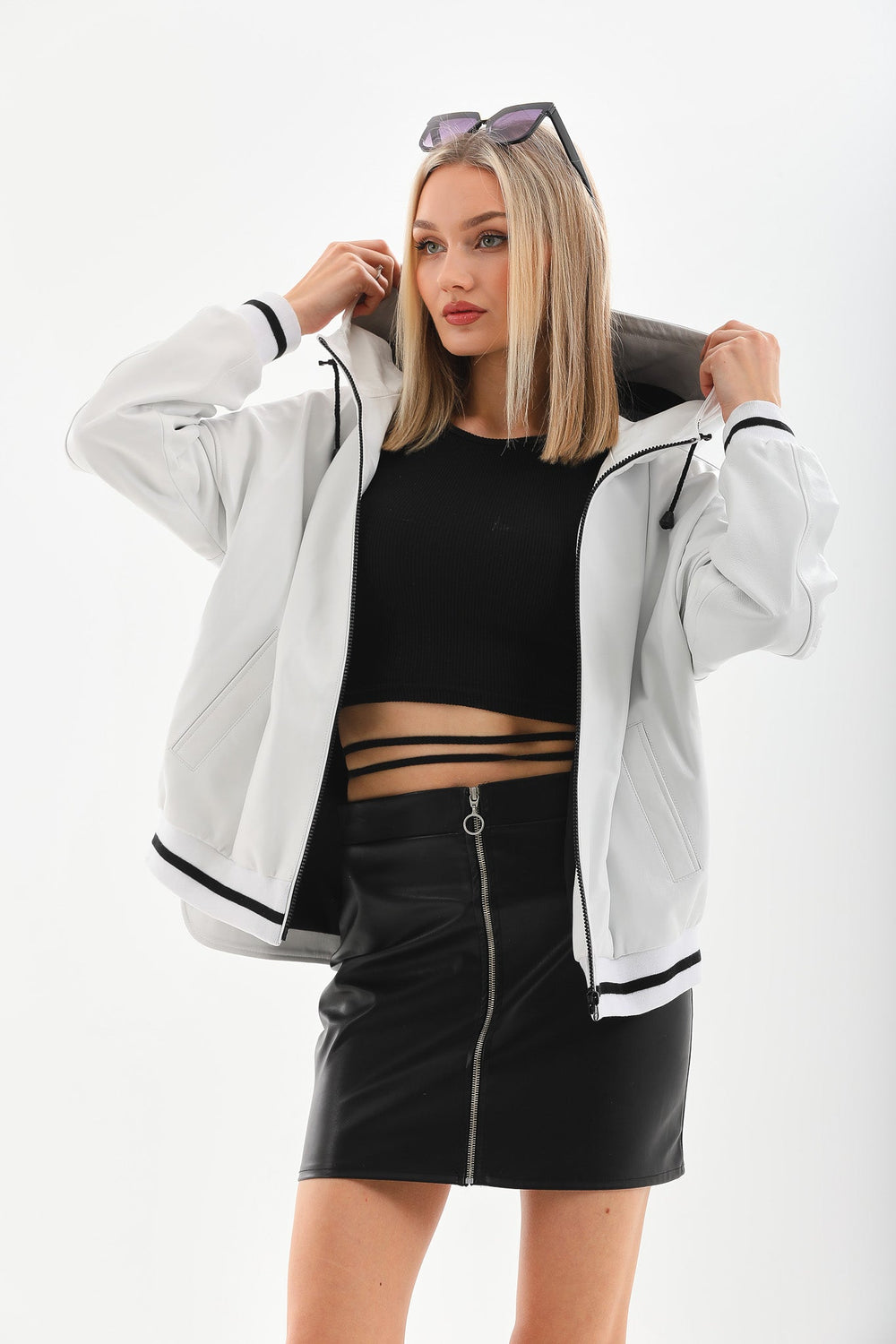 The Polar White Leather Leather Jacket