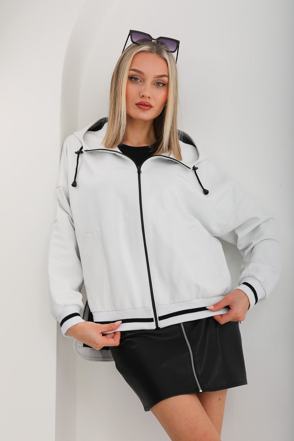 The Polar White Leather Leather Jacket