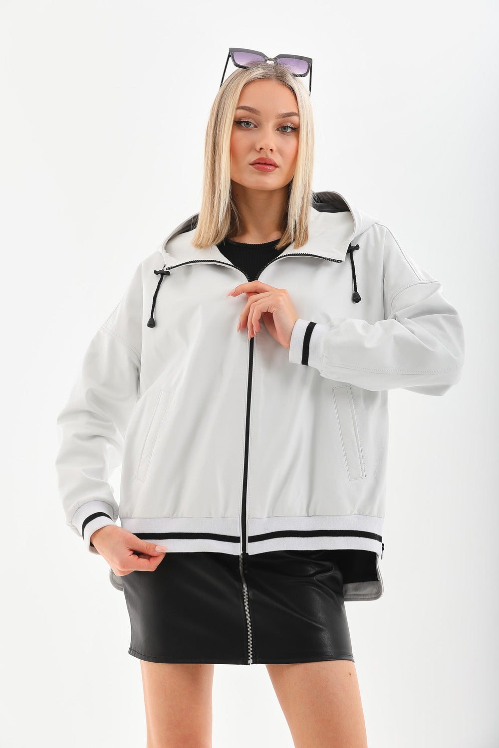 The Polar White Leather Leather Jacket