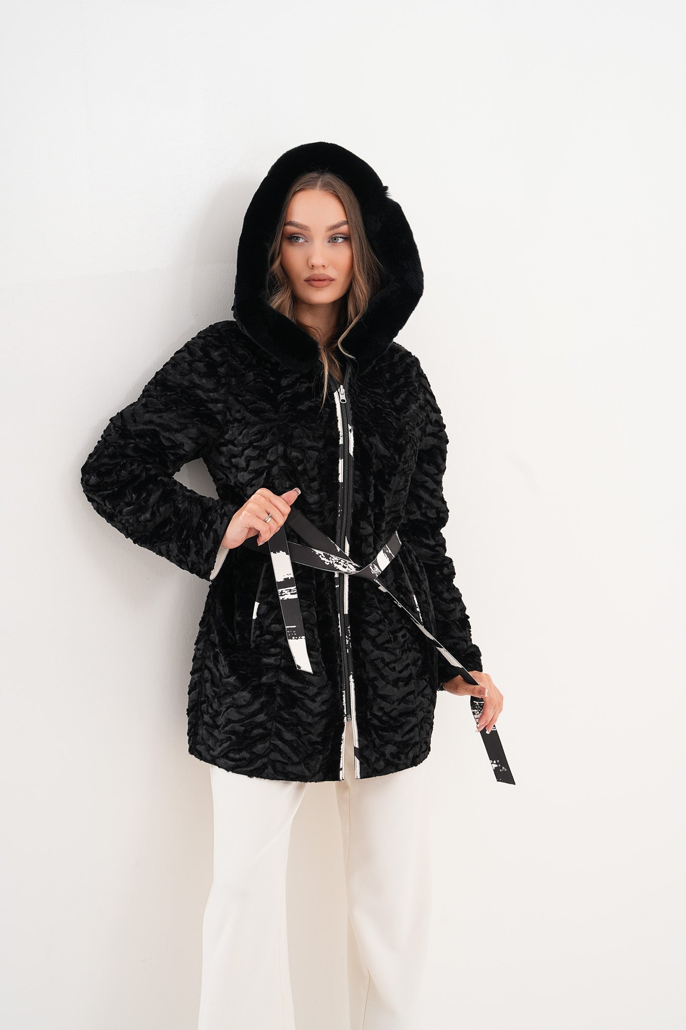 The Prisma Black White Leather Jacket