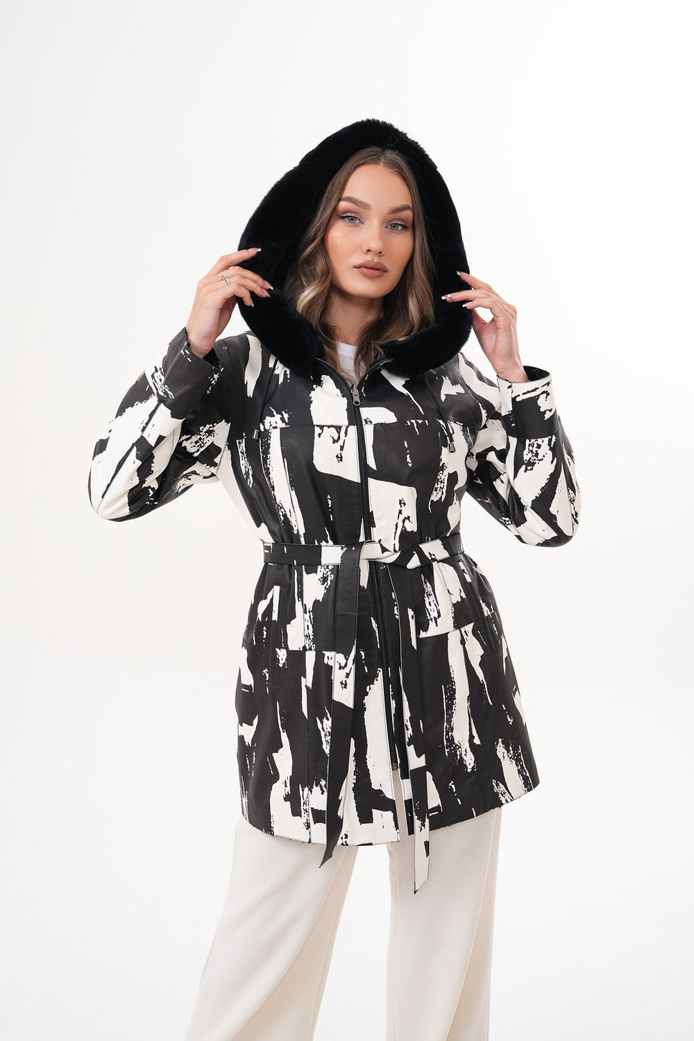 The Prisma Black White Leather Jacket
