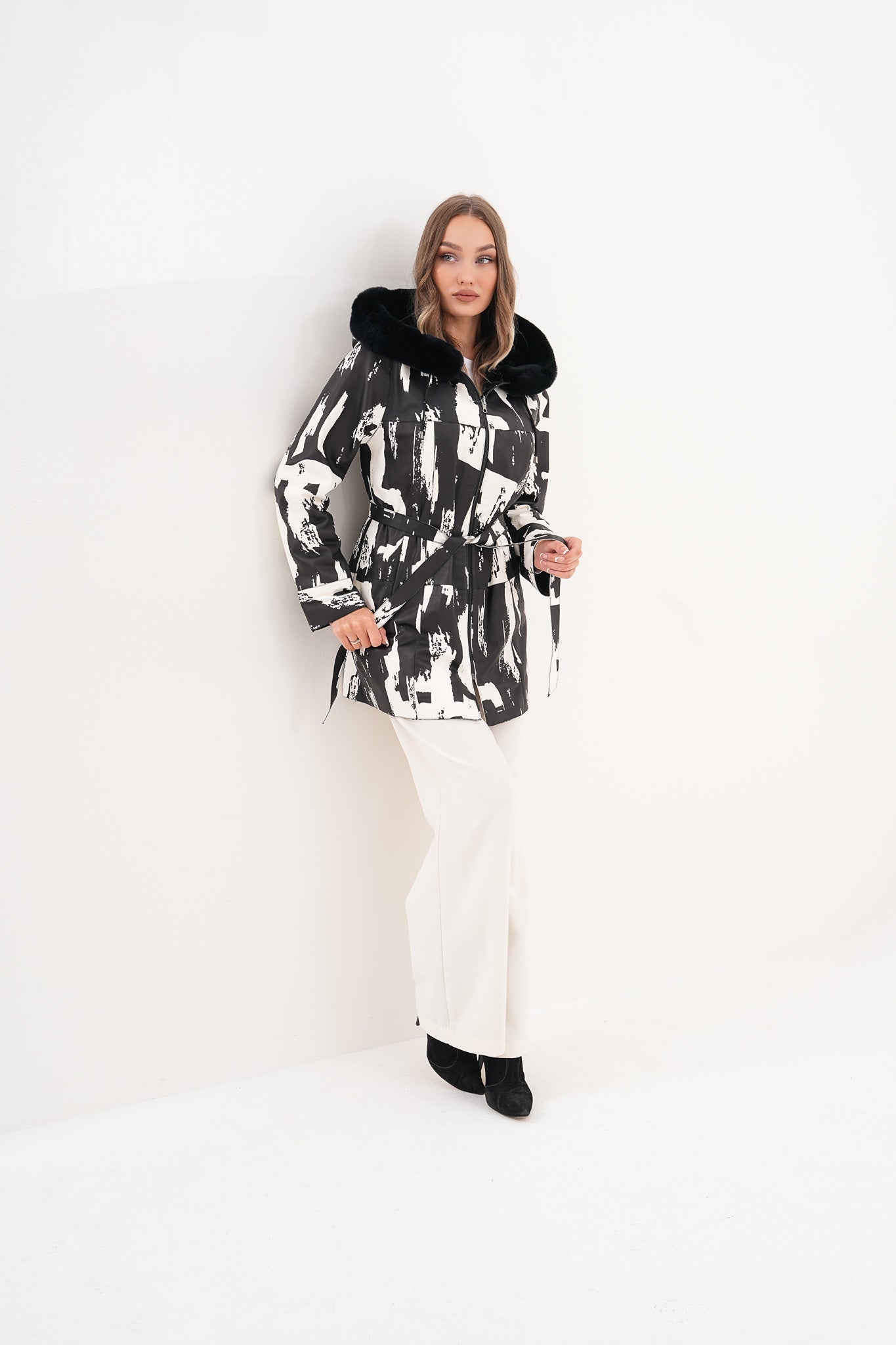 The Prisma Black White Leather Jacket