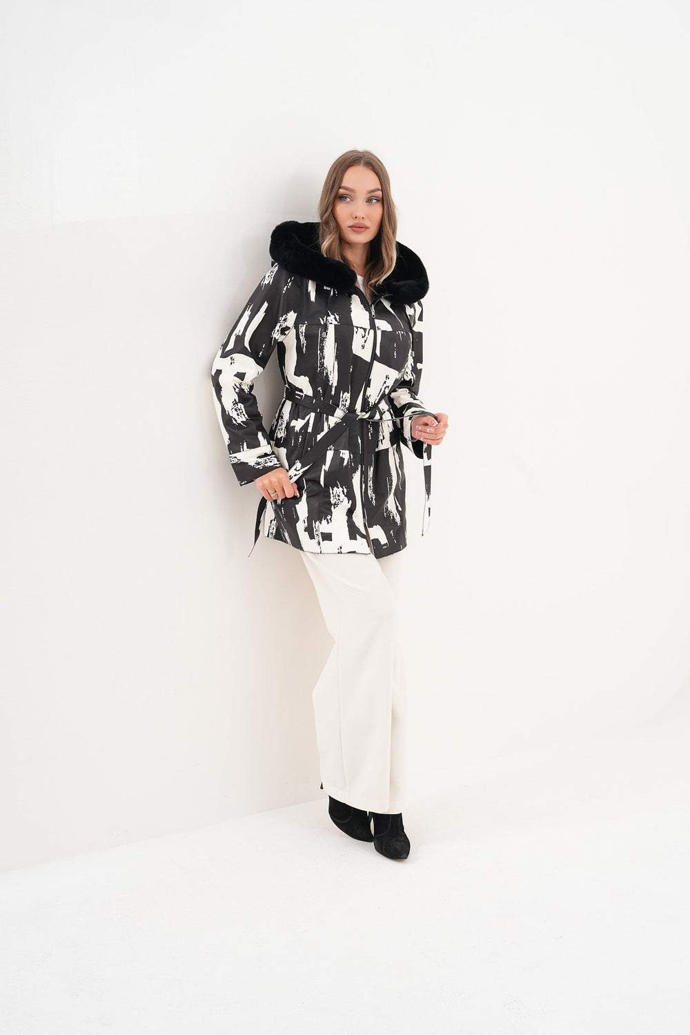 The Prisma Black White Leather Jacket