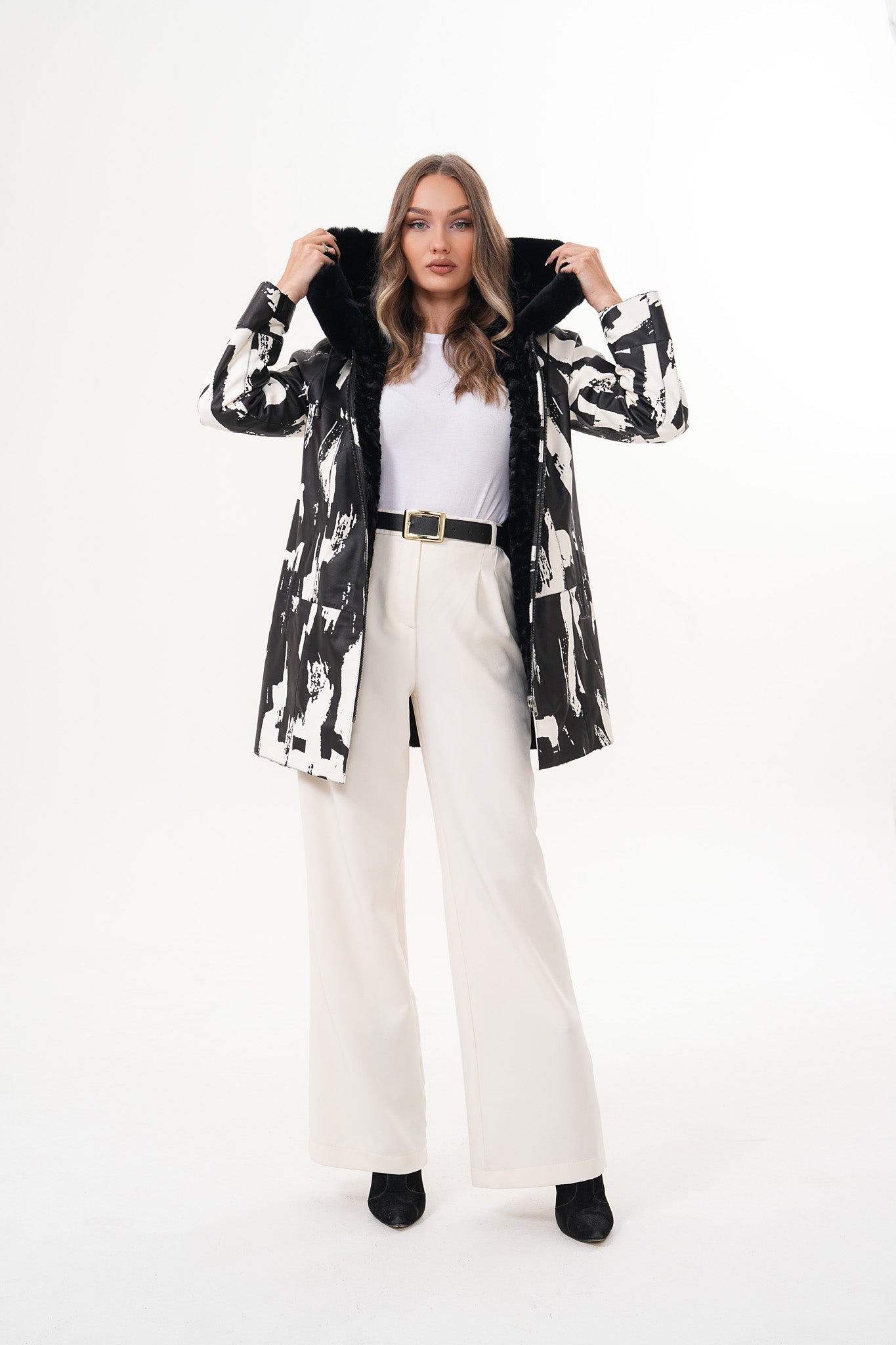 The Prisma Black White Leather Jacket