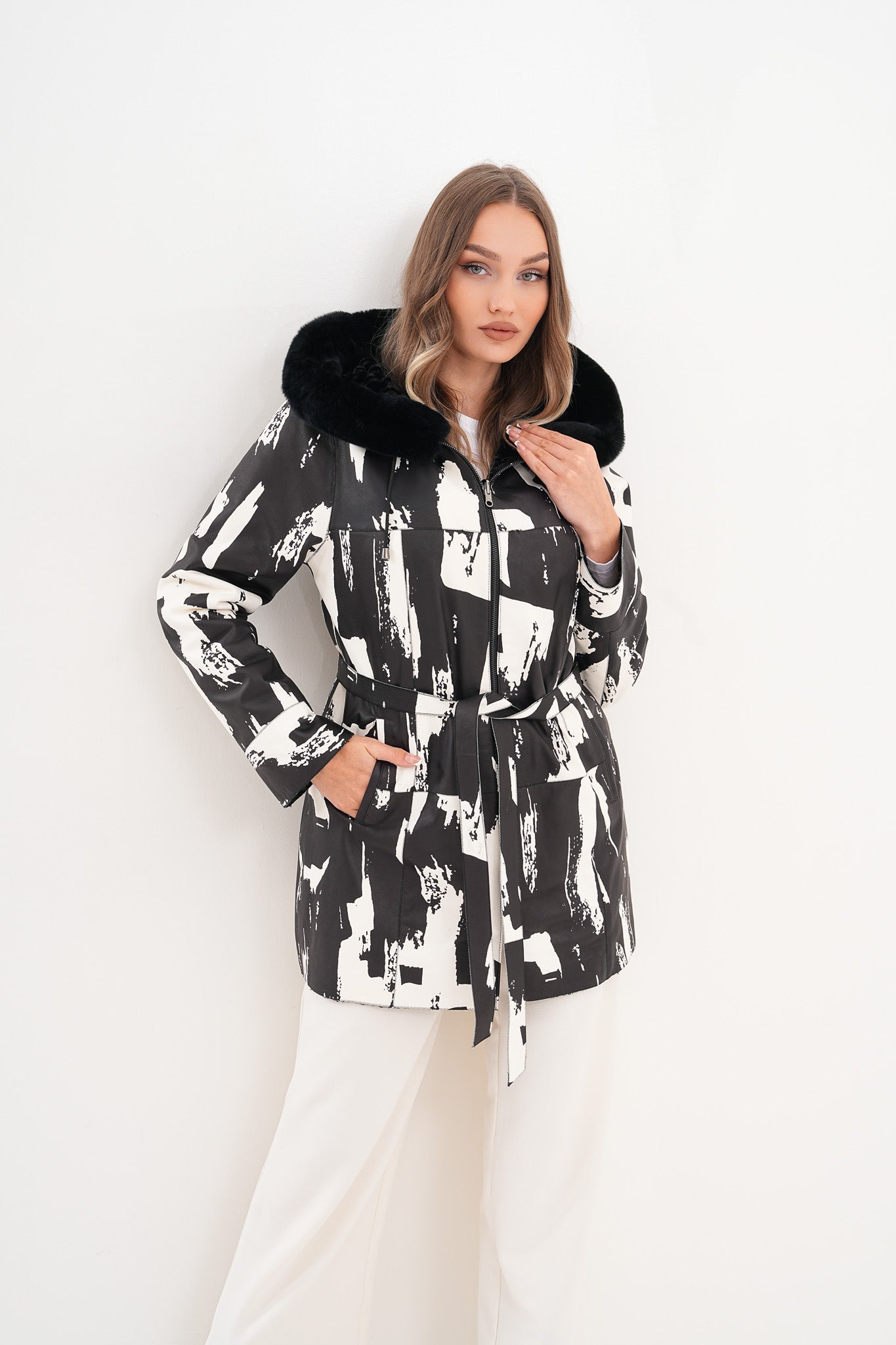 The Prisma Black White Leather Jacket