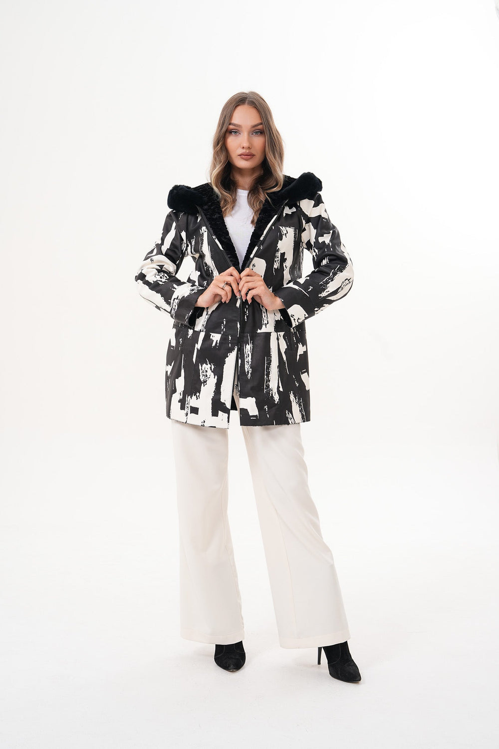 The Prisma Black White Leather Jacket