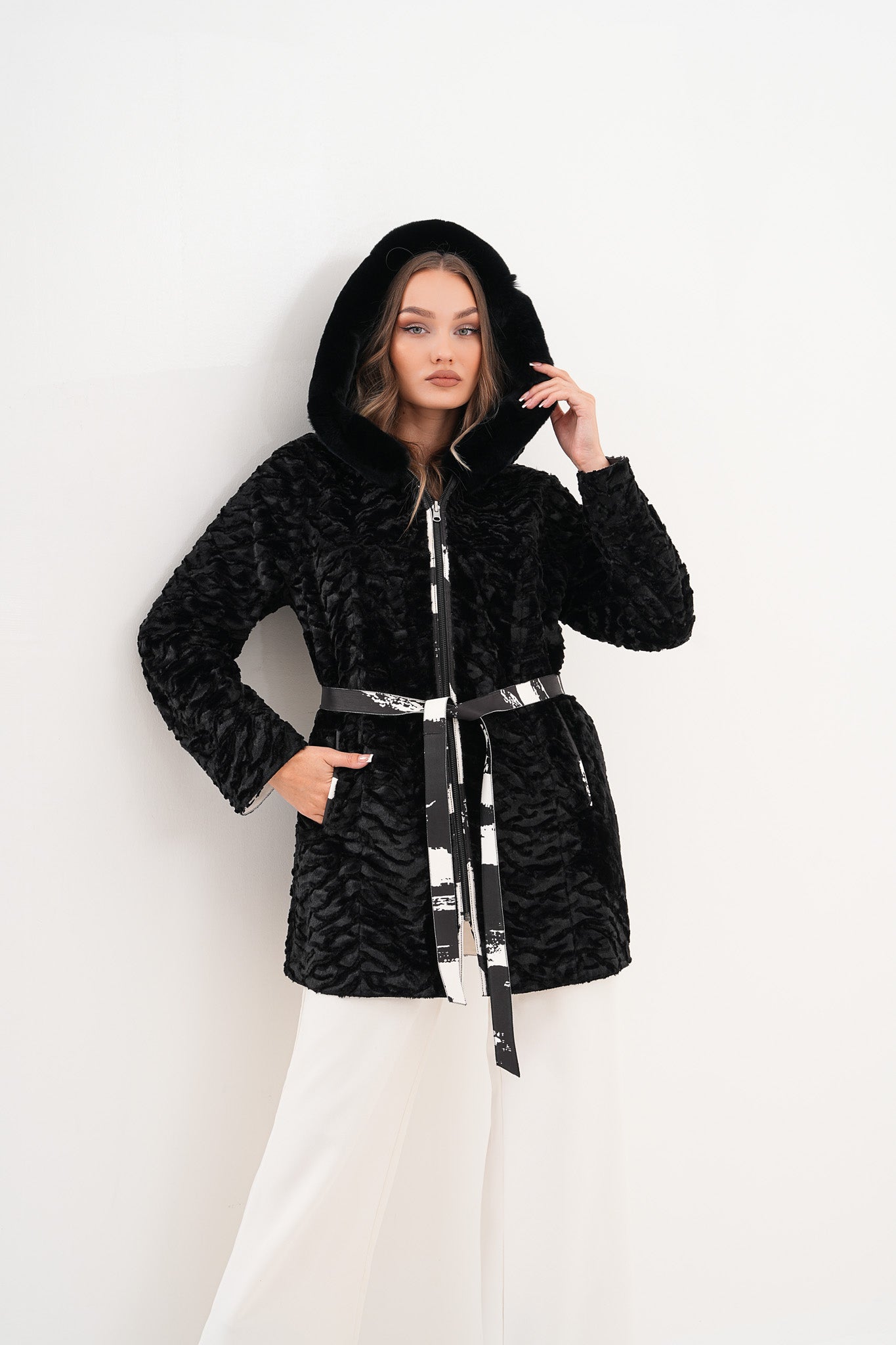 The Prisma Black White Leather Jacket