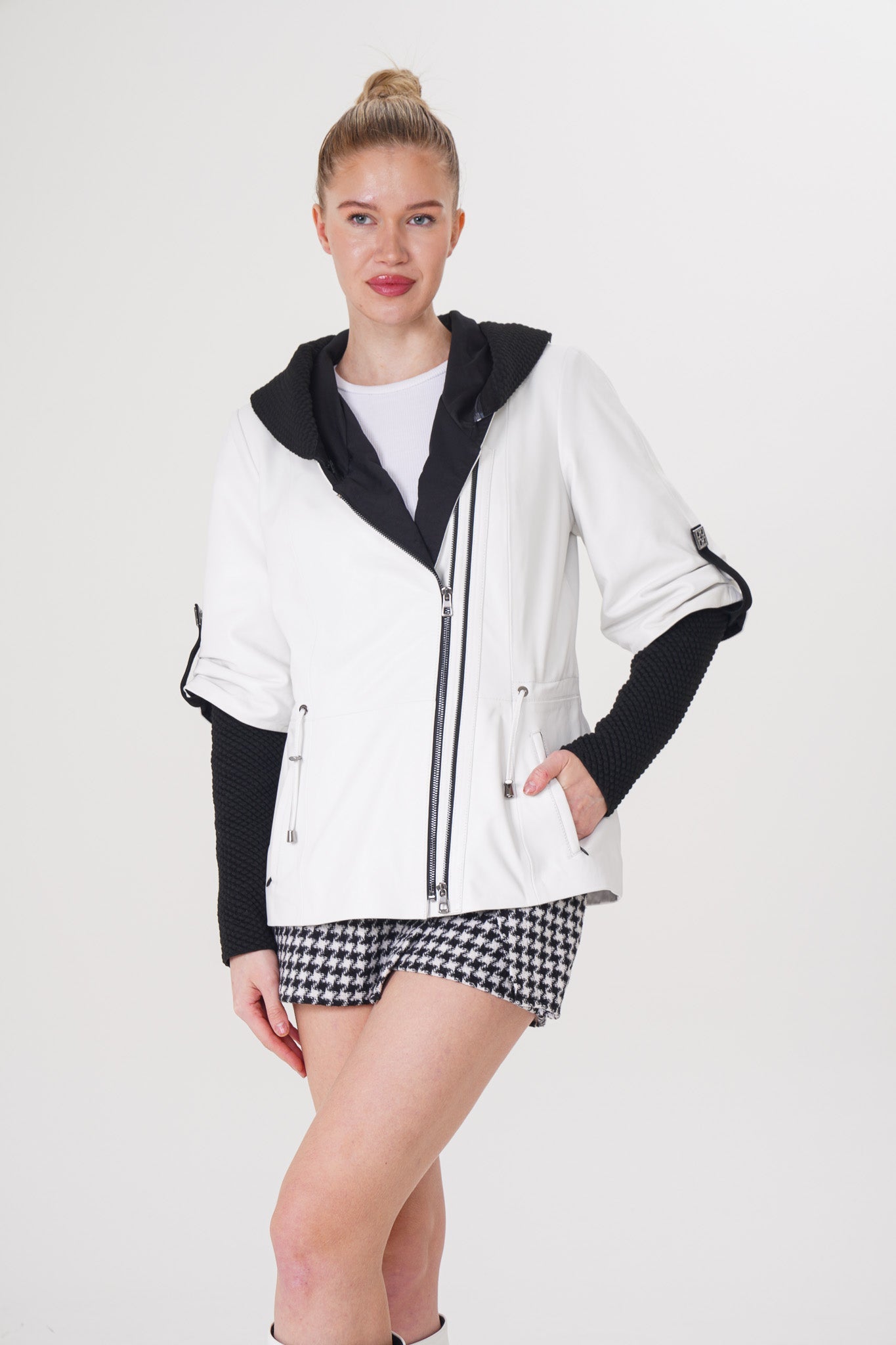 The Hudson White Leather Jacket