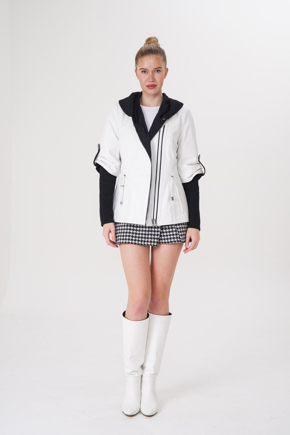 The Hudson White Leather Jacket