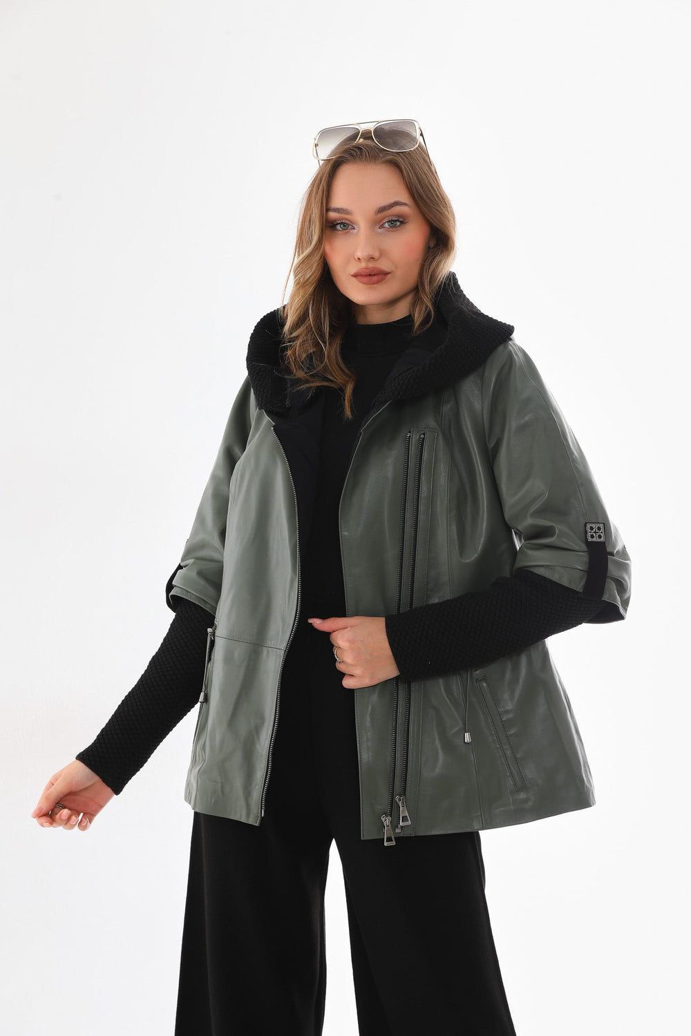 The Hudson Olive Green Leather Jacket