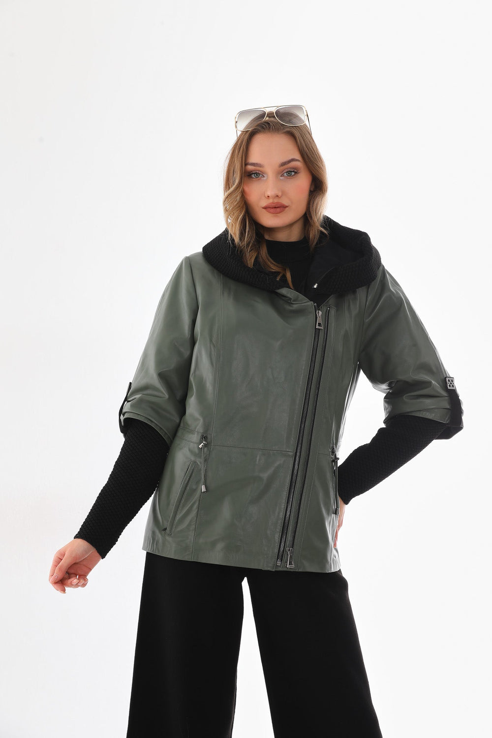 The Hudson Olive Green Leather Jacket