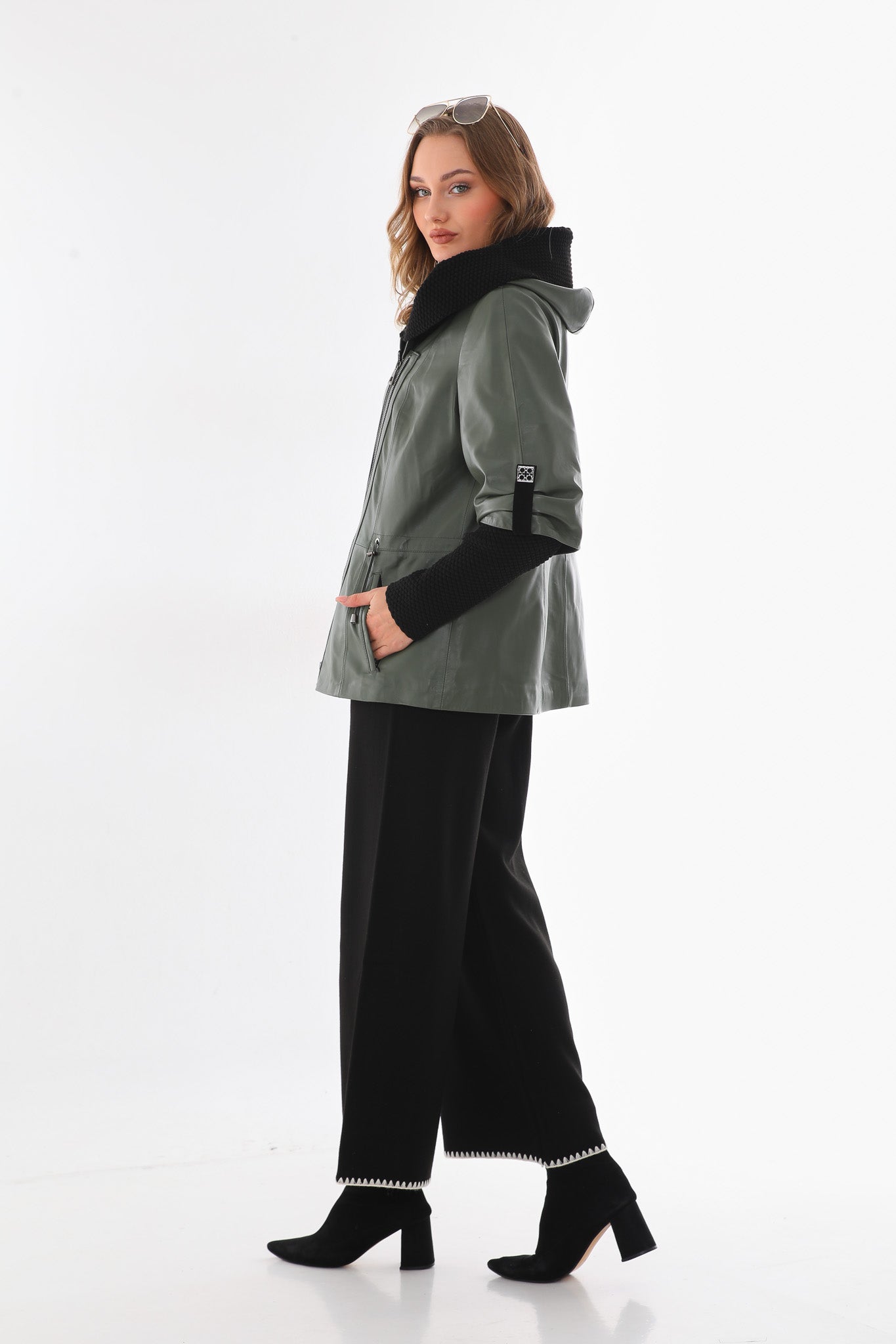 The Hudson Olive Green Leather Jacket