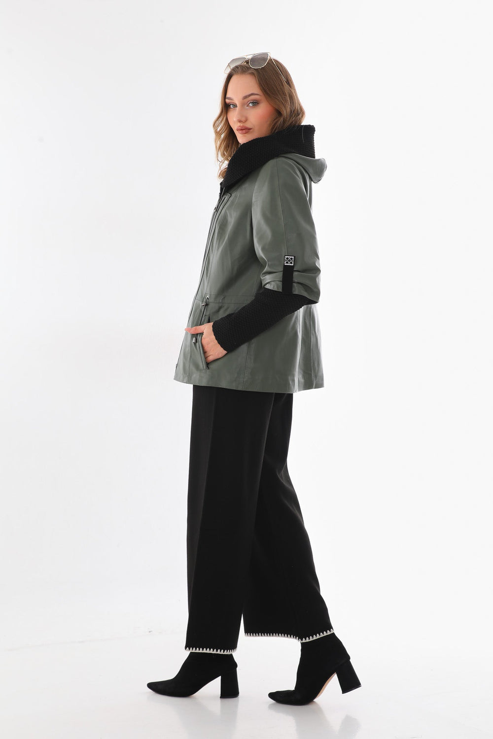 The Hudson Olive Green Leather Jacket