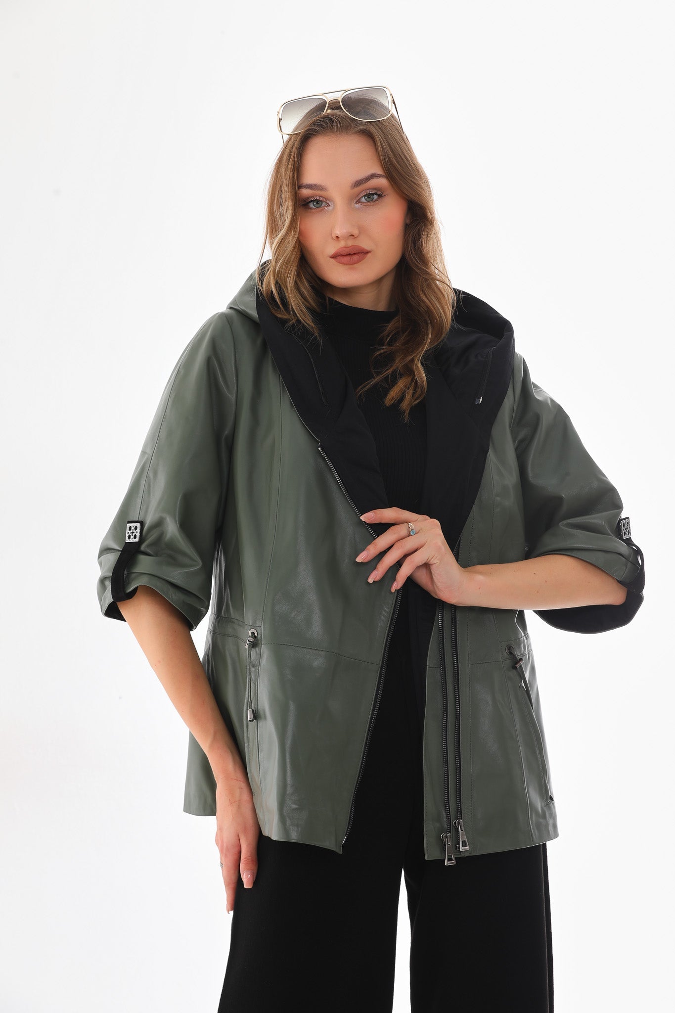 The Hudson Olive Green Leather Jacket