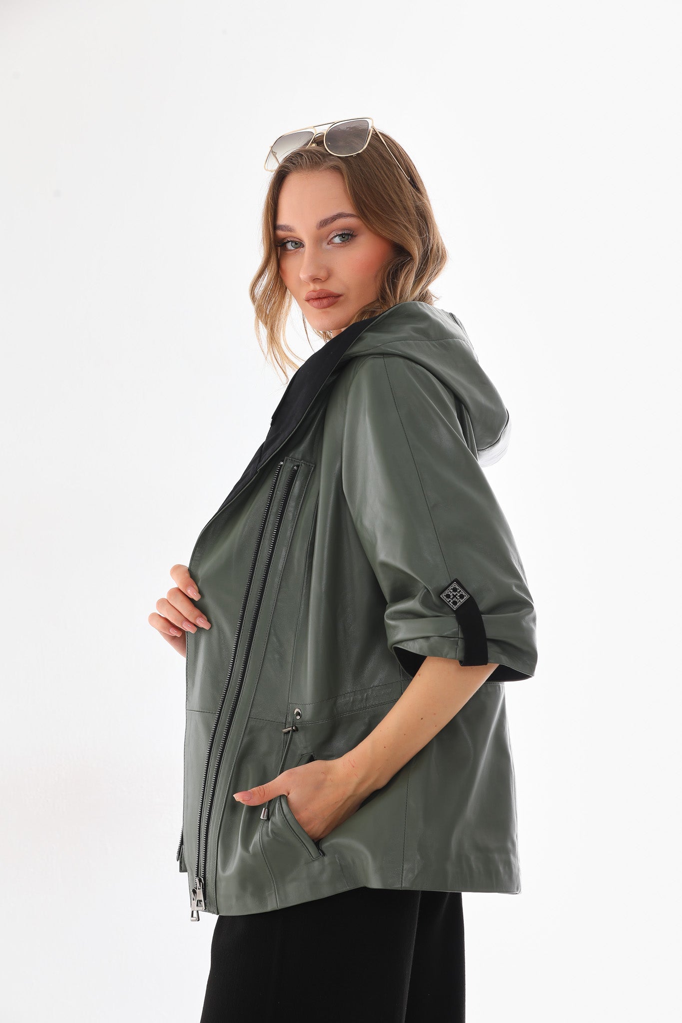 The Hudson Olive Green Leather Jacket