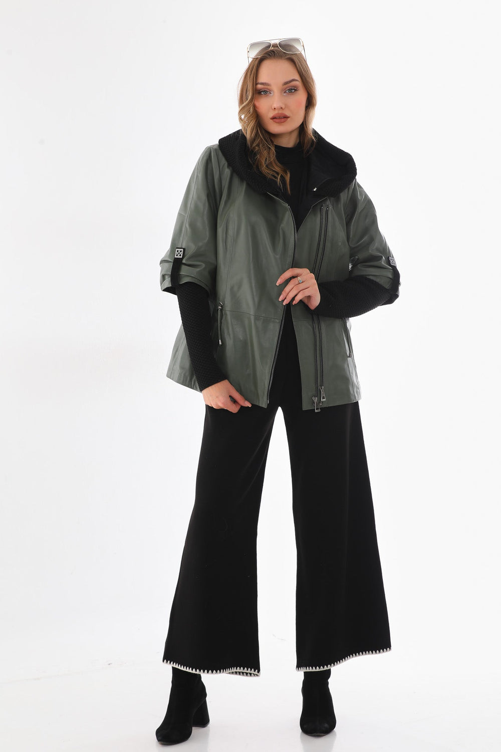 The Hudson Olive Green Leather Jacket