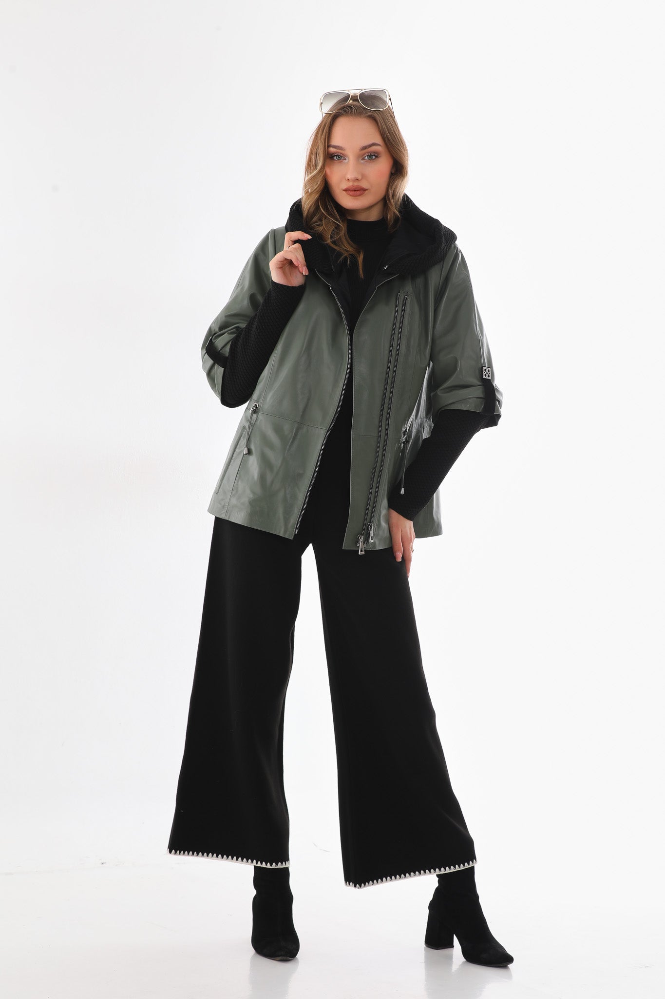 The Hudson Olive Green Leather Jacket