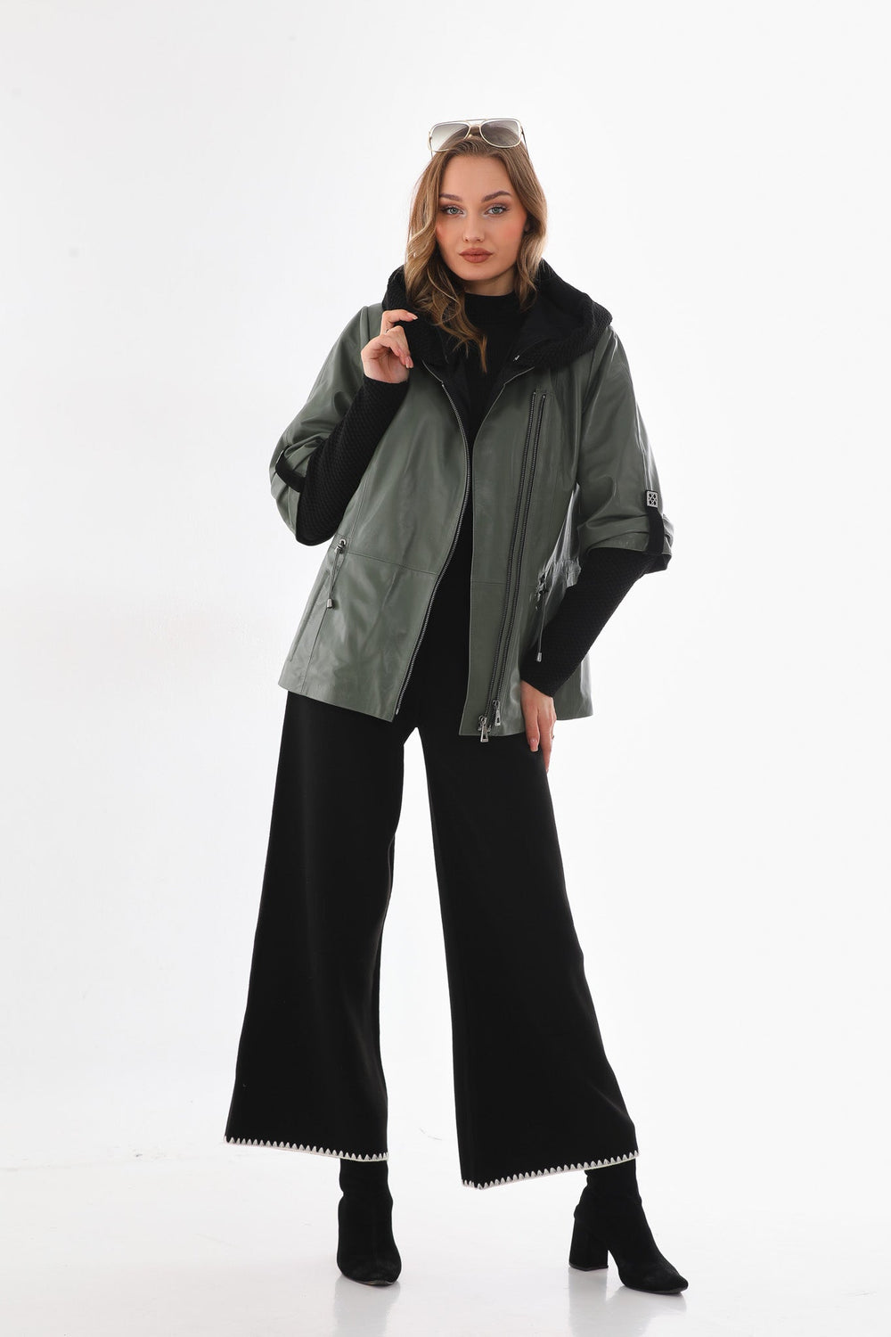 The Hudson Olive Green Leather Jacket