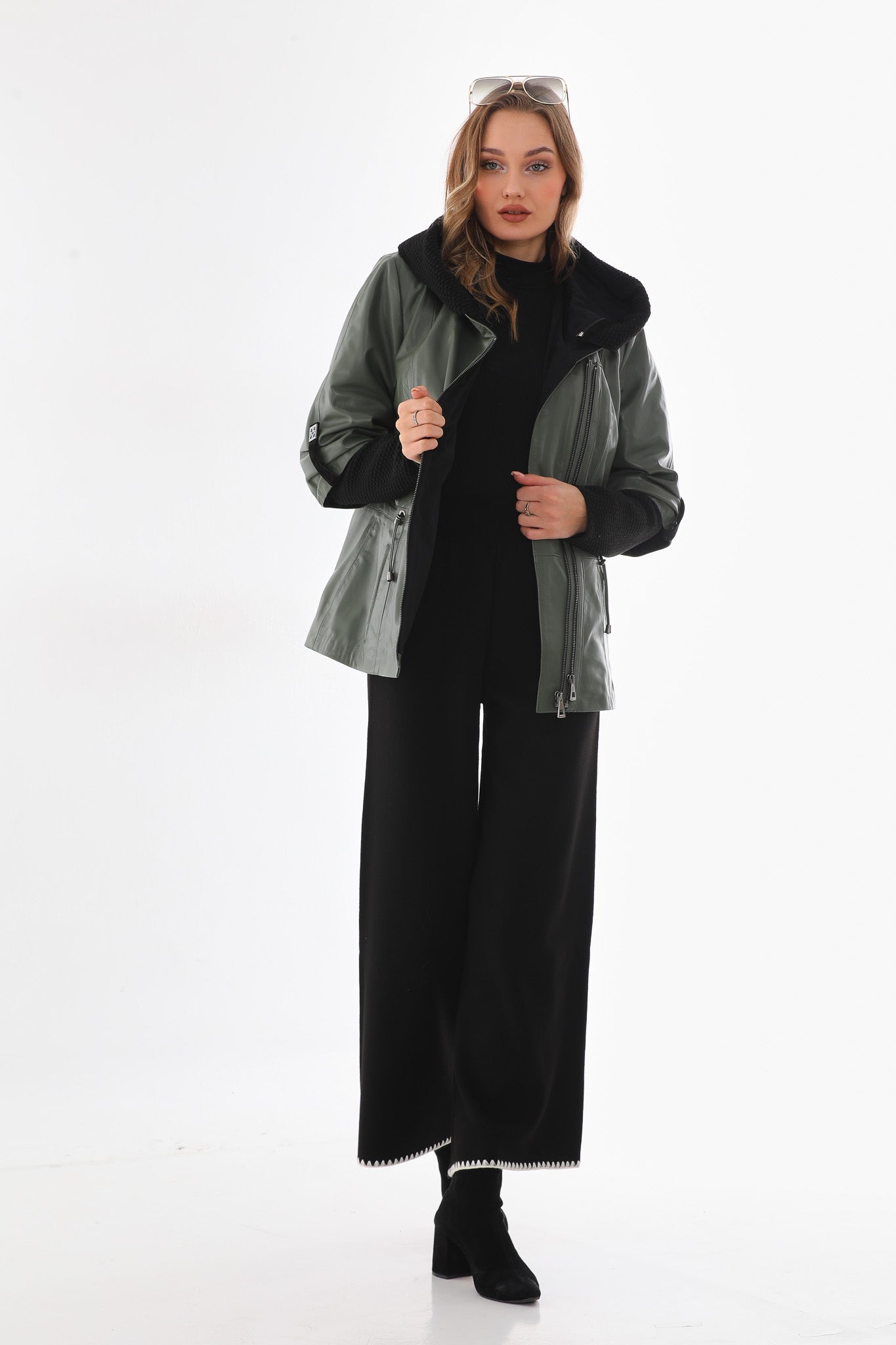 The Hudson Olive Green Leather Jacket