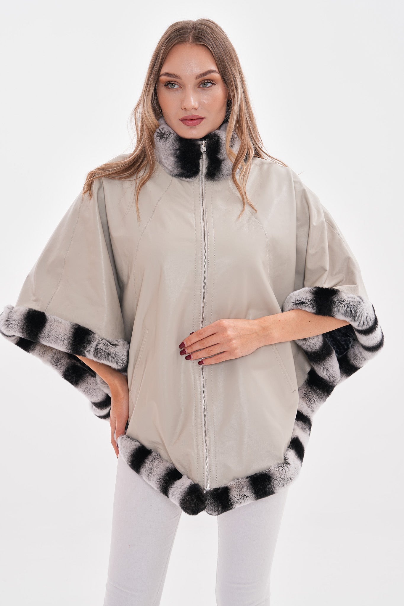 The Glacier Light Beige Reversible Leather Jacket