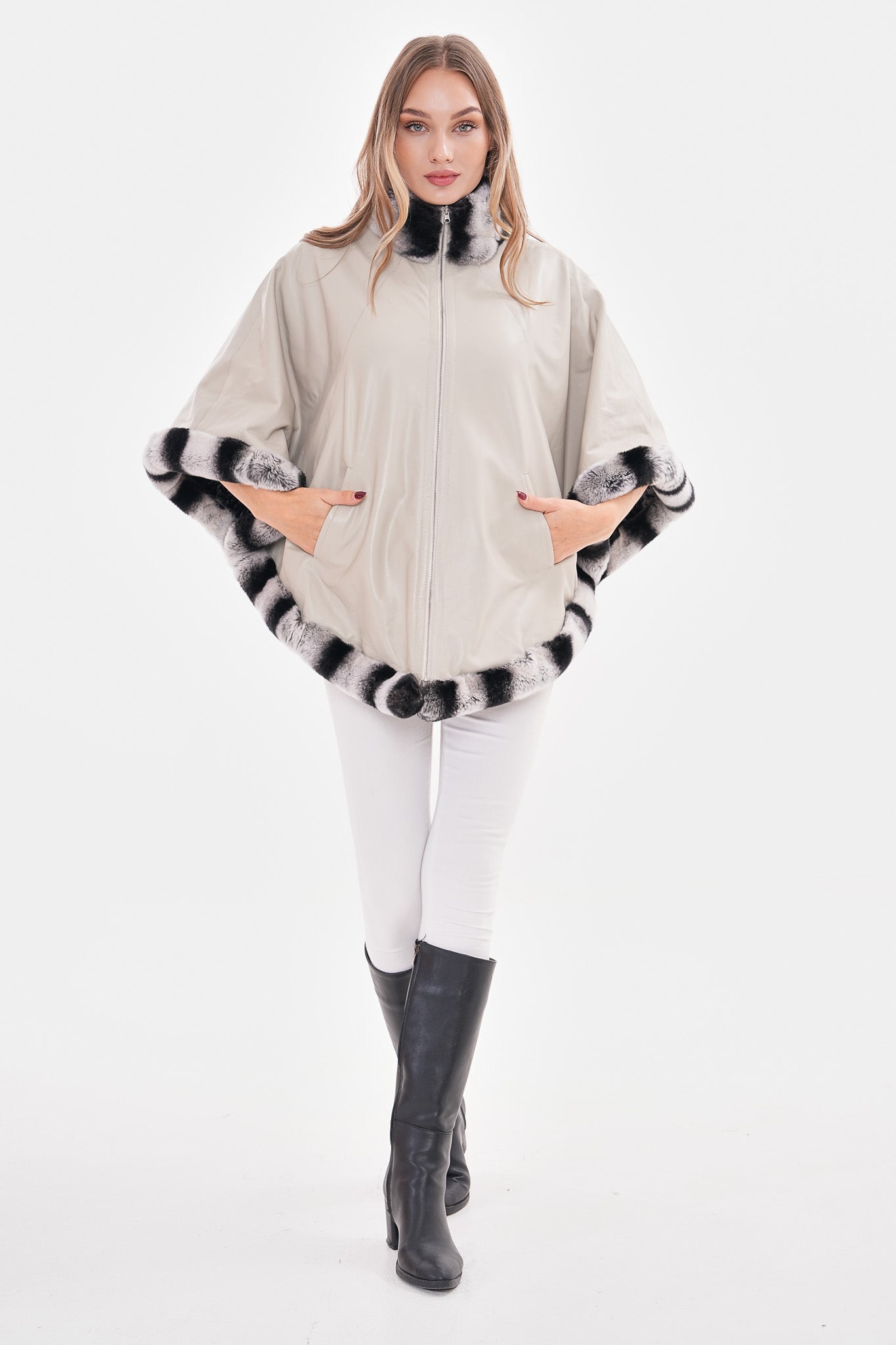 The Glacier Light Beige Reversible Leather Jacket
