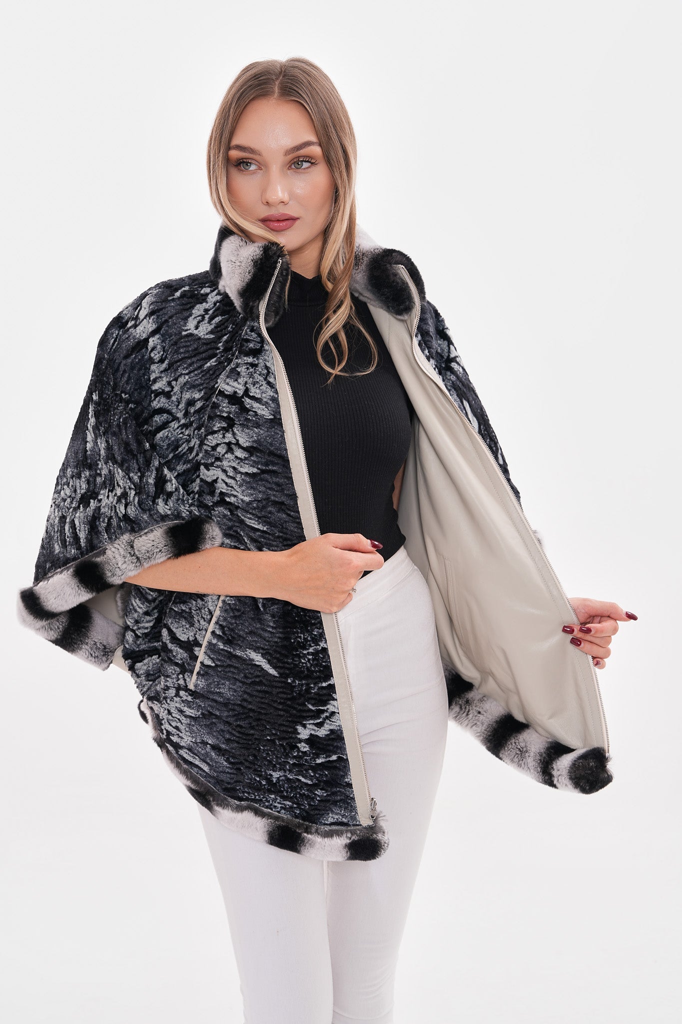 The Glacier Light Beige Reversible Leather Jacket
