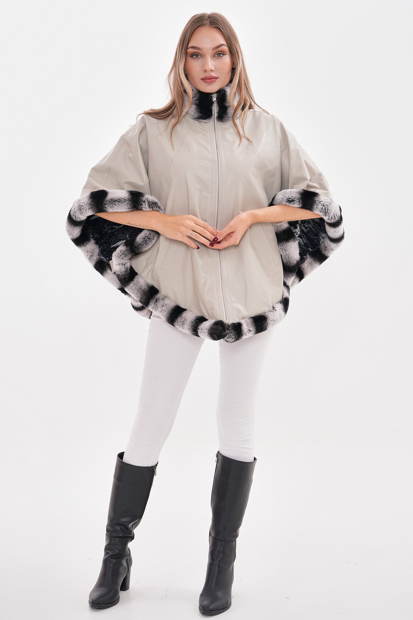 The Glacier Light Beige Reversible Leather Jacket