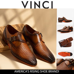 The Rolls  Woven Tan Leather Single Monk Strap  Handmade Shoe