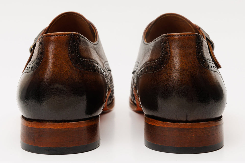 The Rolls  Woven Tan Leather Single Monk Strap  Handmade Shoe