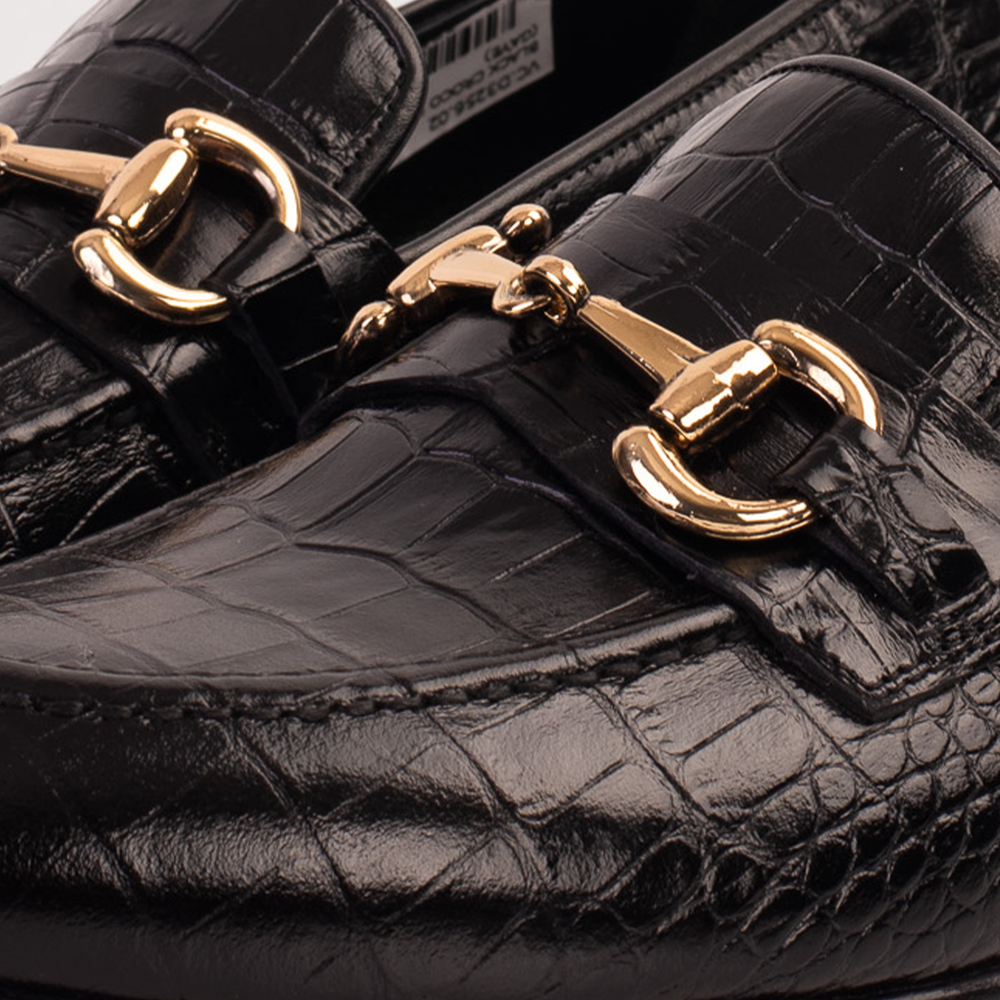 The Monaco Black Leather Shoe Bit Loafer