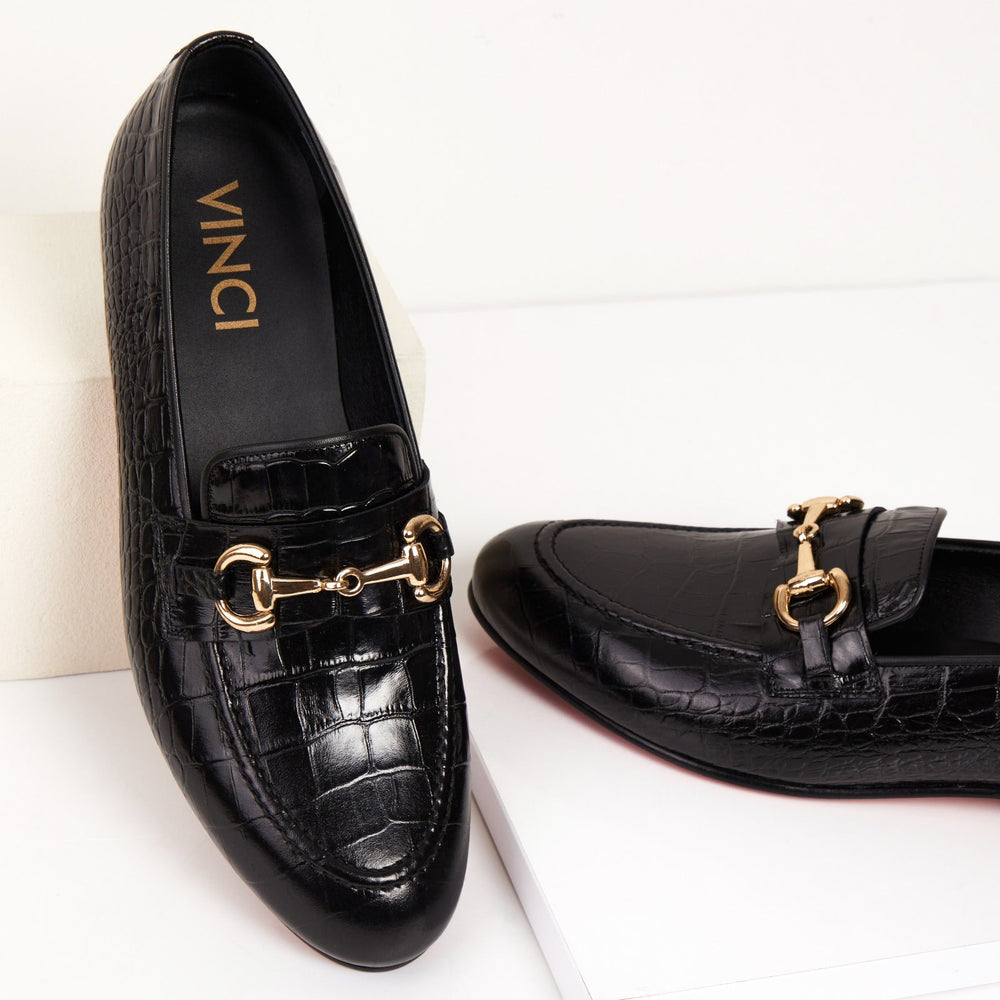 The Monaco Black Leather Shoe Bit Loafer