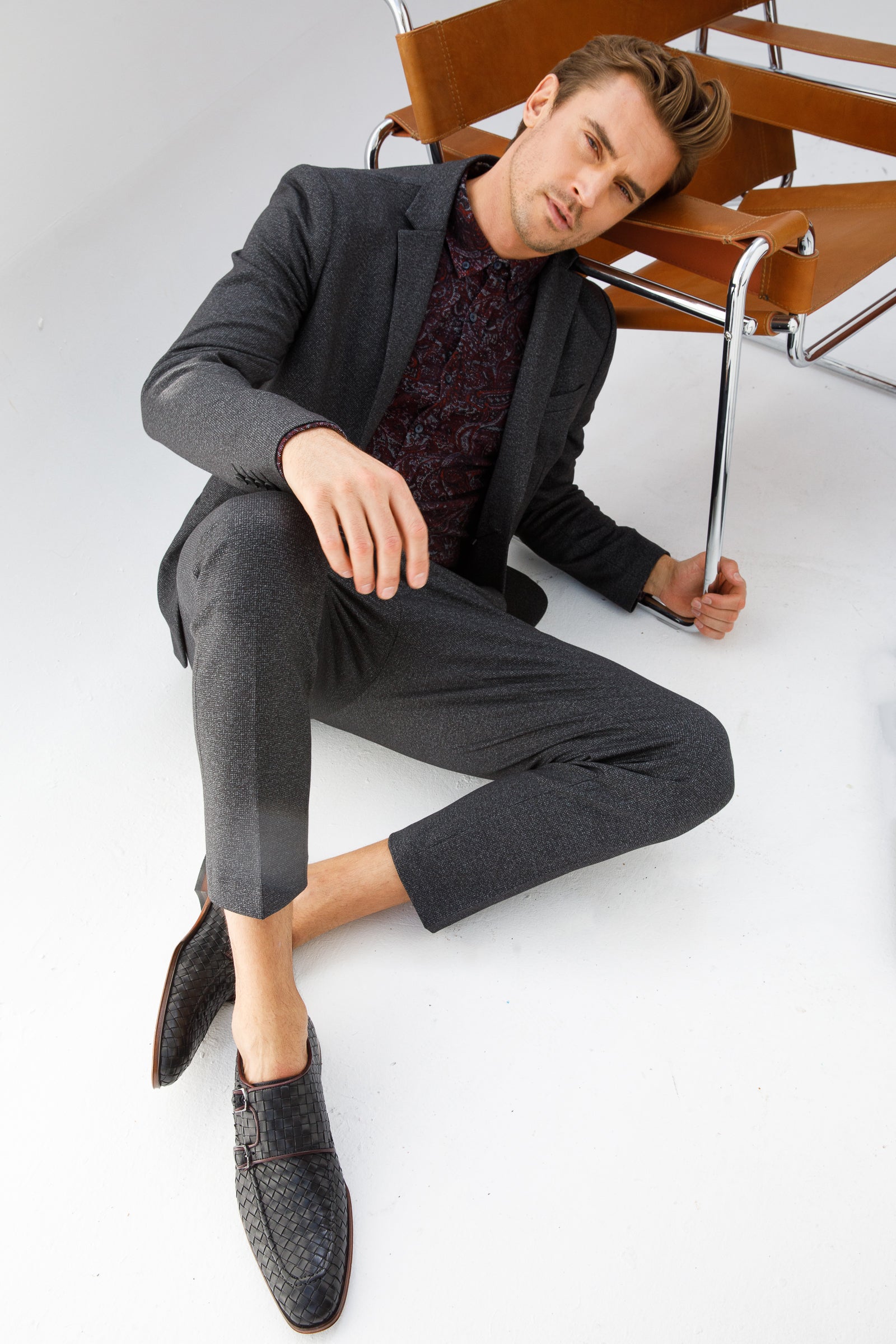 The Turan Black Woven Double Monk Strap Dress Shoe