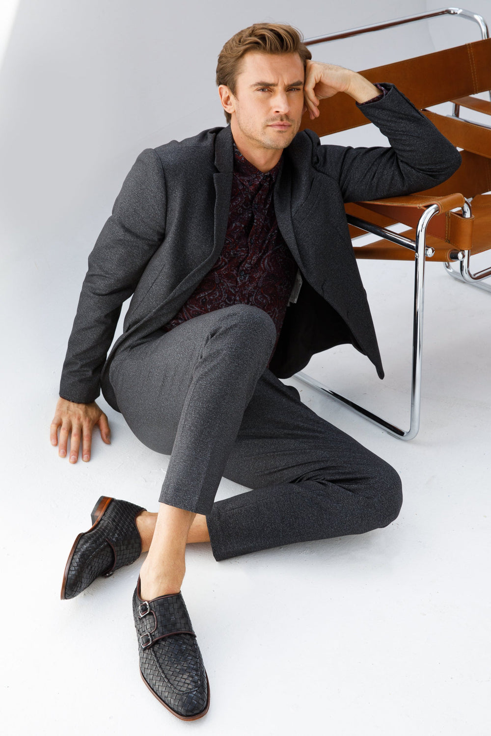 The Turan Black Woven Double Monk Strap Dress Shoe